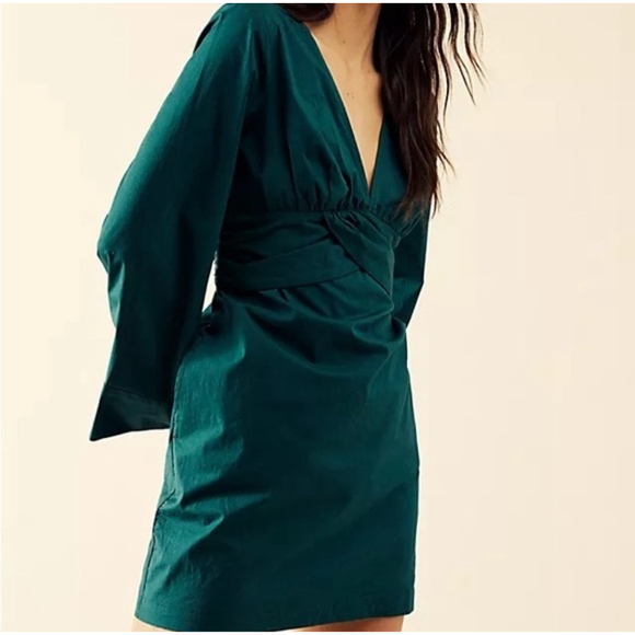 Free People Green Mini Dress Size L - Picture 2 of 10